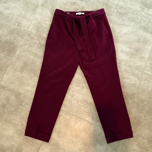 LOFT “The Devin Slim” Tie Waist Slim Pants -Burgundy- Size 10 - Picture 5 of 14